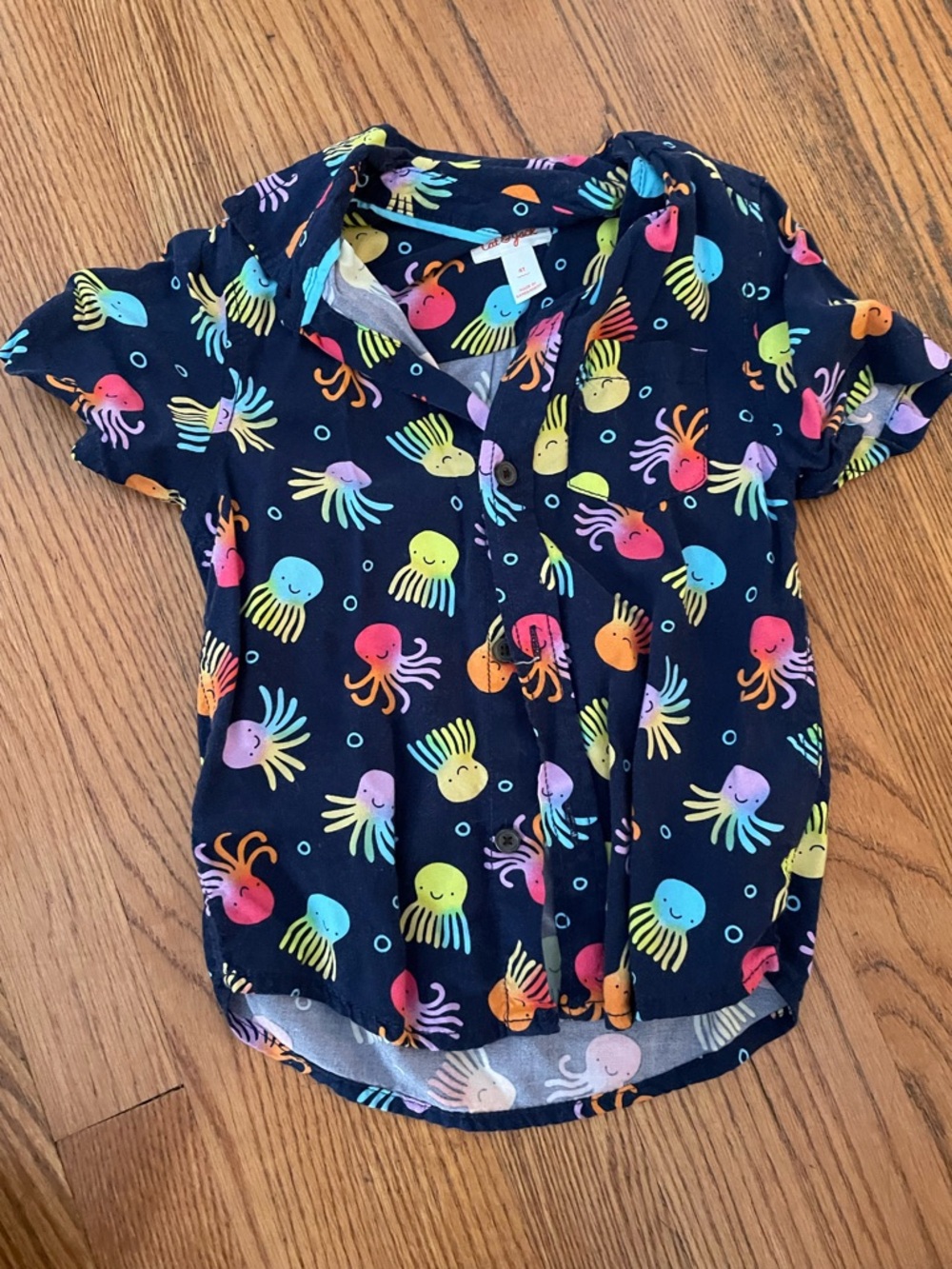 Kids Navy Octopus Print Button-Up Shirt, 4T